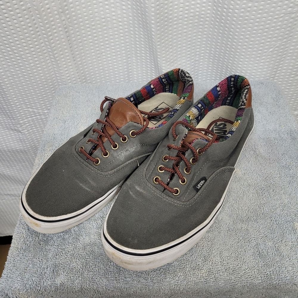 Vans Era 59 Guate Stripe Charcoal Grey Canvas Leather Skate Shoes Mens 12